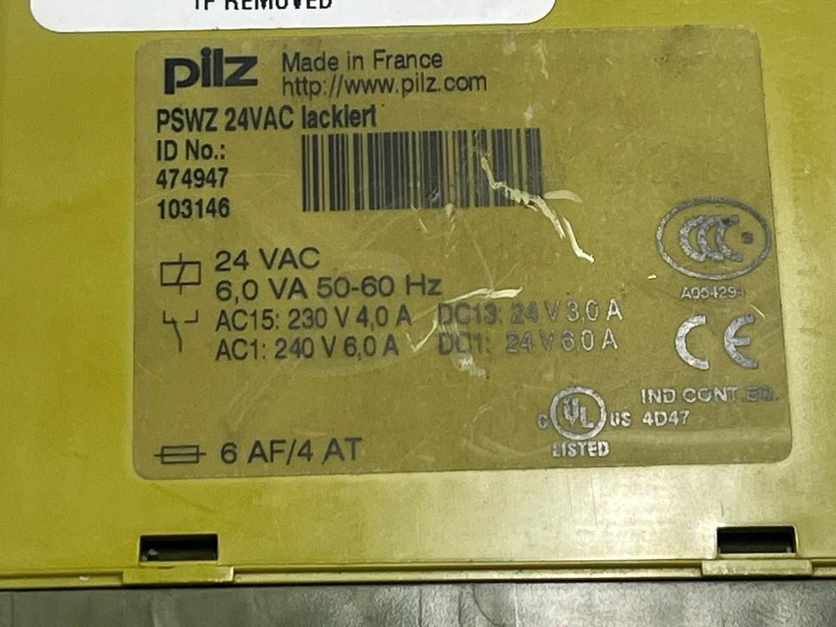 Used PILZ PSWZ 24VAC Safety Relay Pswz X1P 24VAC 2n/o 751104 Dual Channel E-Stop