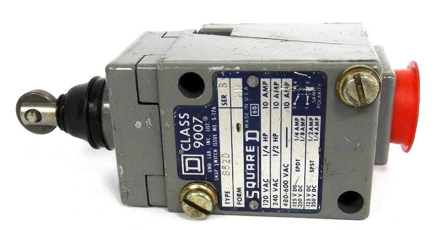 Used SQUARE D 9007-B52D LIMIT SWITCH 9007B52D, 120VAC 1/4HP 10AMP SER. B