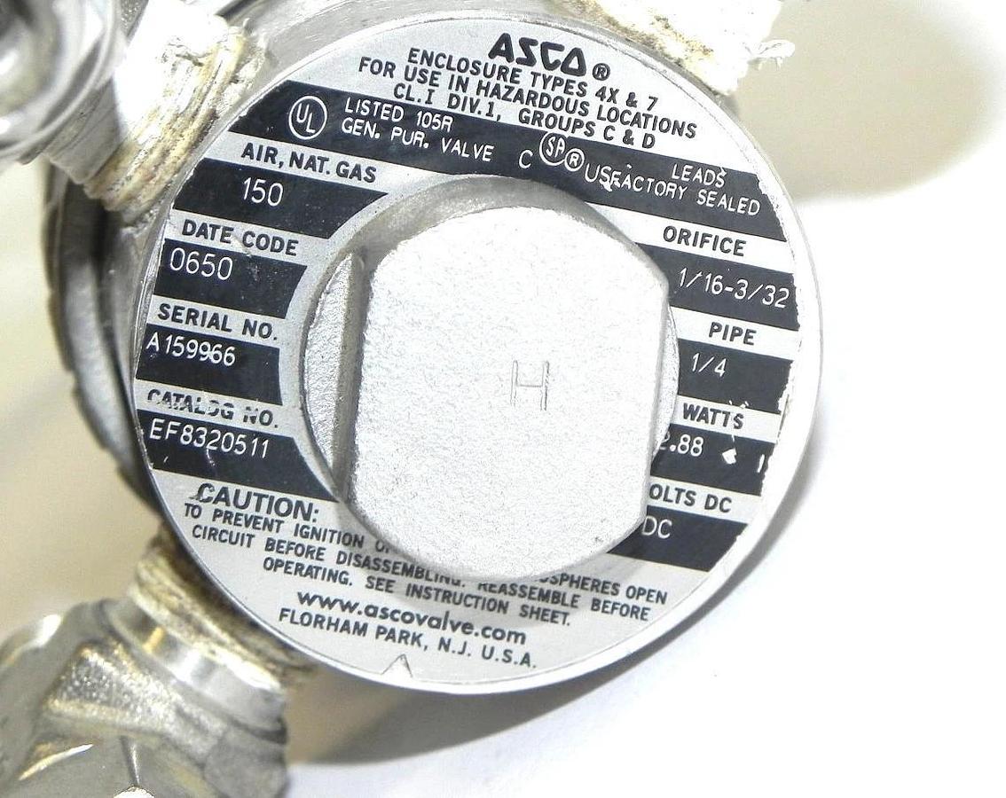 Used ASCO EF8320511 3-WAY EXPLOSION PROOF SOLENOID VALVE 1/4" 24Vdc