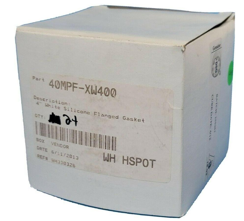 BOX OF 24 NIB DIXON 40MPF-XW400 4'' WHITE SILICONE FLANGED GASKET 40MPFXW400