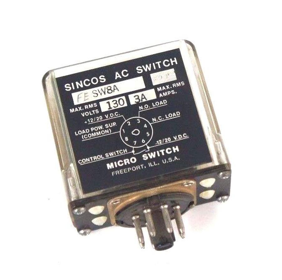 Used HONEYWELL MICRO SWITCH SW8A SINCOS AC SWITCH RELAY FE-SW8A 130V 3A