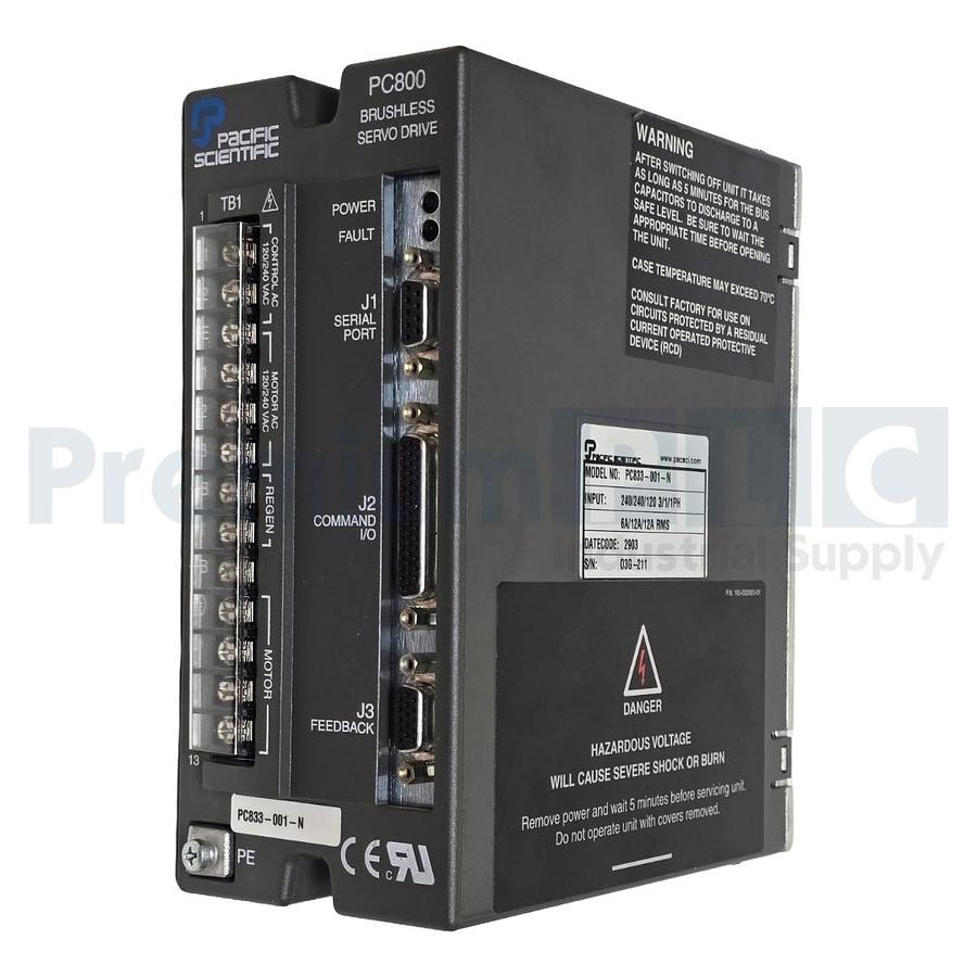 Used PACIFIC SCIENTIFIC /DANAHER MOTION PC833-001-N / PC800 DIGITAL SERVO DRIVE NSNP