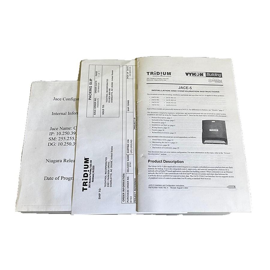 Used NEW TRIDIUM JACE-512 / JACE512 ENERGY MANAGEMENT CONTROLLER 24Vac 50/60Hz JACE-5