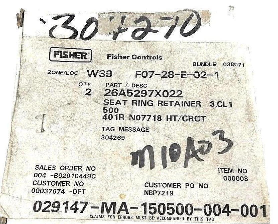 Used NIB FISHER CONTROLS 26A5297X022  SEAT RING RETINER