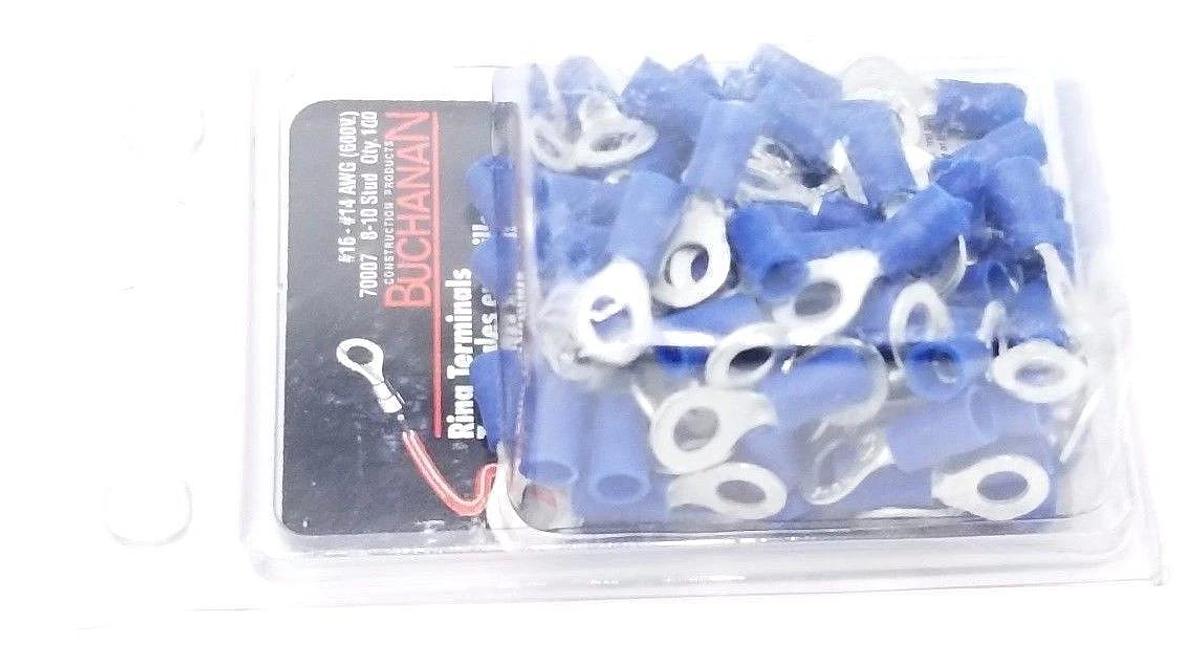 Used NEW BUCHANAN 70007 8-10 STUD #16-#14 AWG (600V) RING TERMINALS (PACK OF 100)