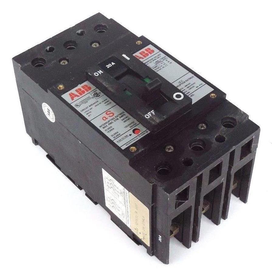 Used LOT OF 3 ABB UXAB-727131-R-103 CIRCUIT BREAKERS 20AMP 480VAC 500VDC TYPE ES
