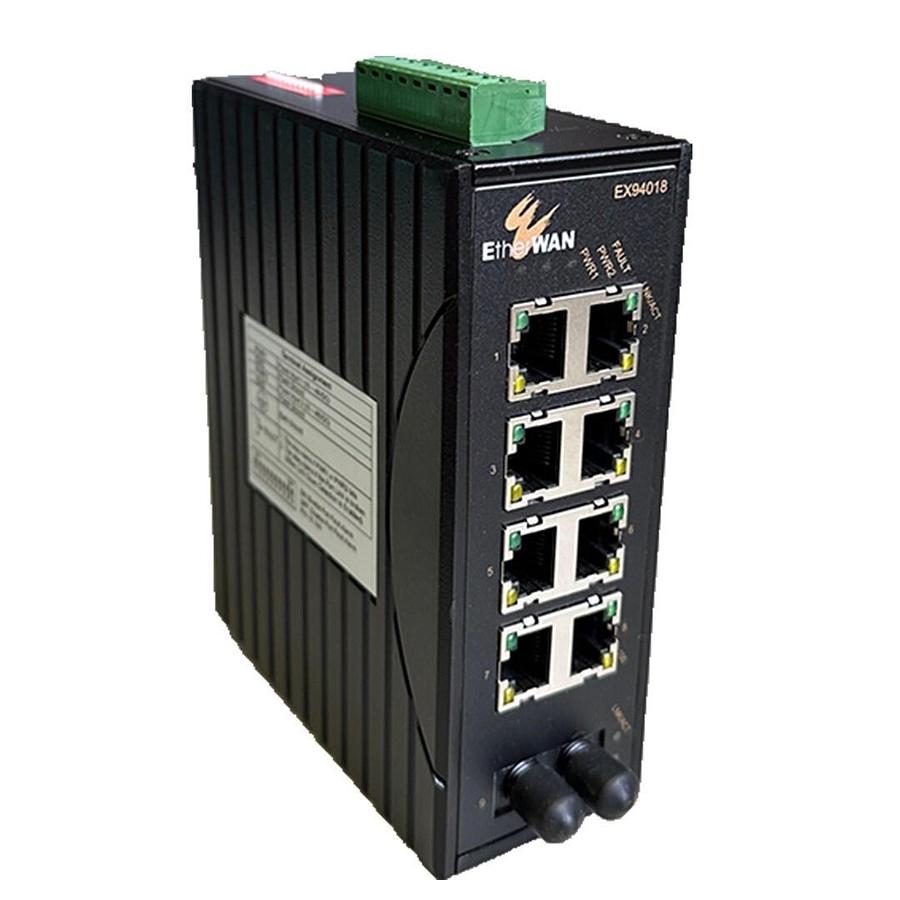 Used NEW EtherWAN EX94018-1B-1-A / EX940181B1A HARDENED UNMANAGED SWITCH 9-PORT