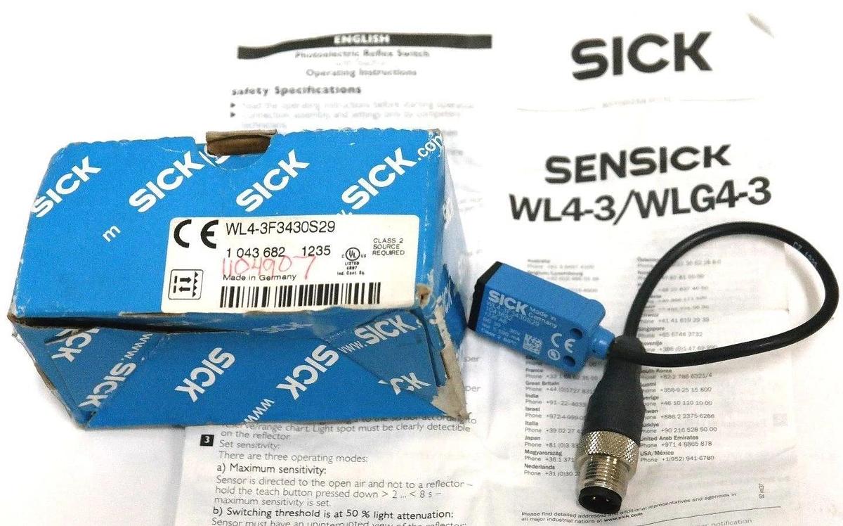 Used NIB SICK WL4-3F3430S29 SENOR 1 043 682 1265, WL43F3430S29, 1043682