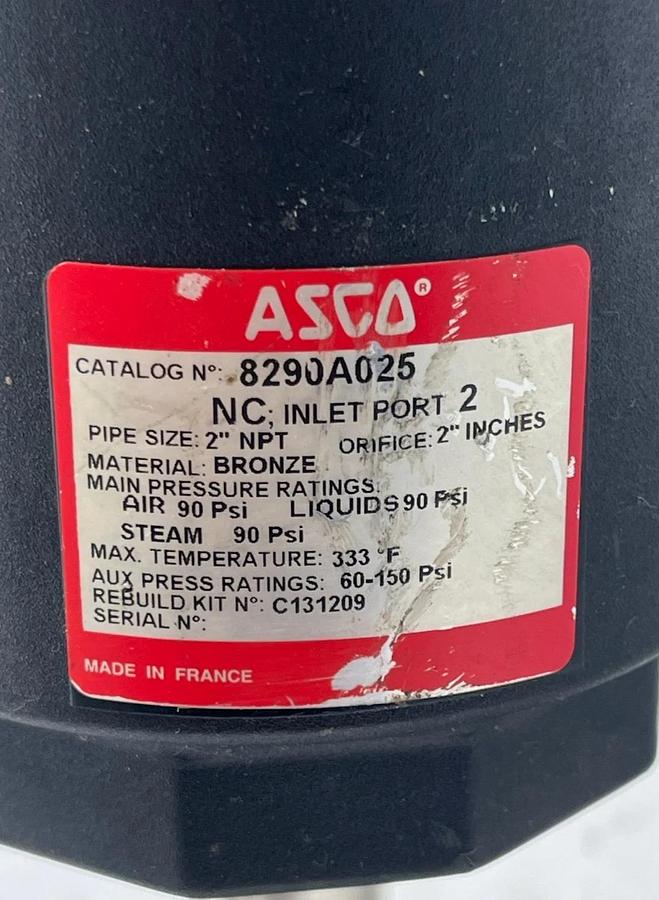 ASCO 8290A025 2" NPT Angle Body Piston Valve Bronze 2/2 NC 90PSI 8290 NSNP