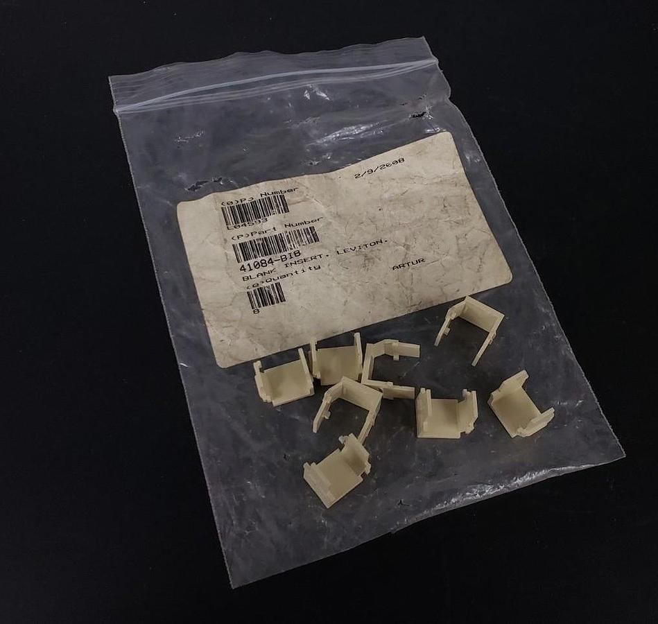 Used LOT OF 8 NEW LEVITON 41084-BIB BLANK QUICKPORT INSERTS 4084BIB