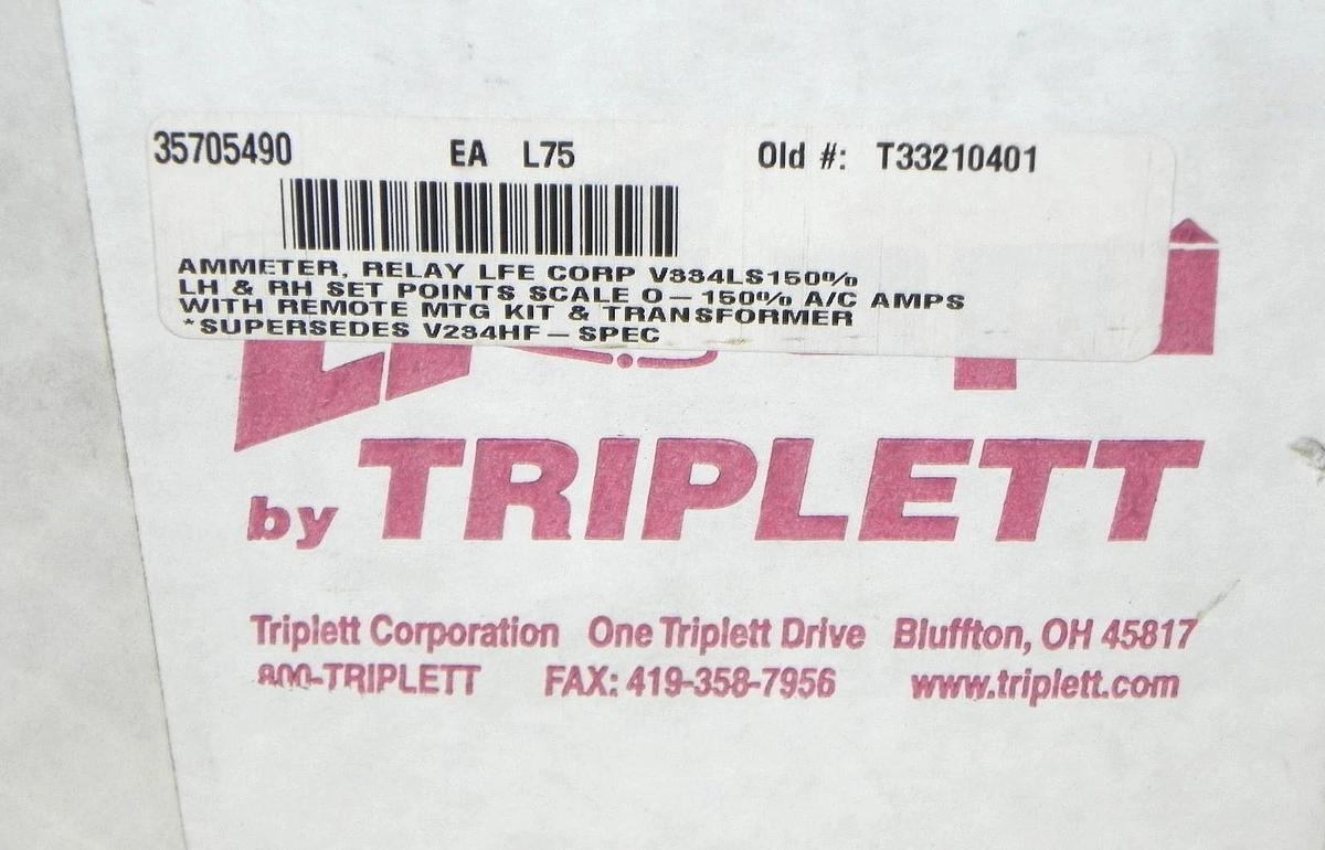 Used NIB LFE MODEL 195 ANALOG METER TRIPLETT V334LS-150% RANGE: 0-150 % V334LS150
