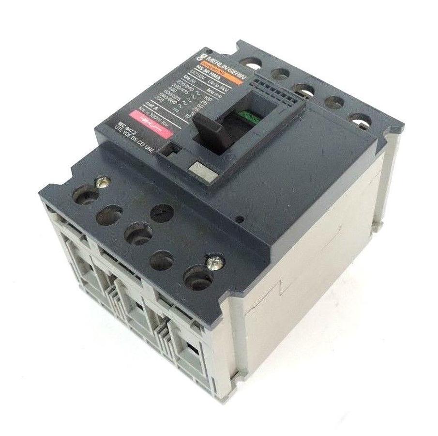 Used MERLIN GERIN NS 80 HMA CIRCUIT BREAKER 80AMP, 3POLE, 750V, NS80HMA