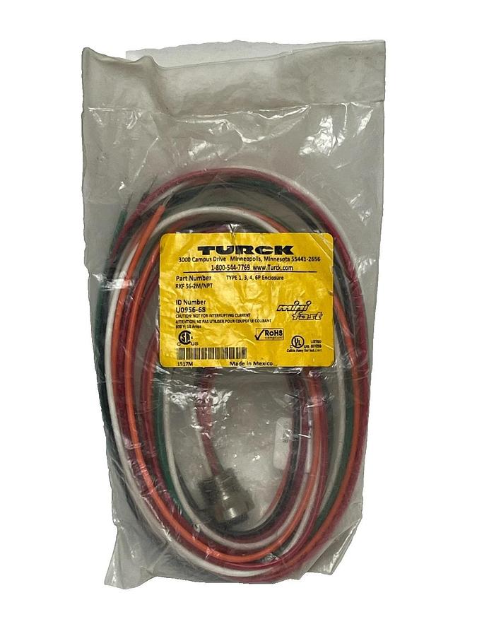 Turck RKF 56-2M/NPT Minifast Receptacle 5-Pin Female 7/8" 1/2" NPT 2M Leads NSMP
