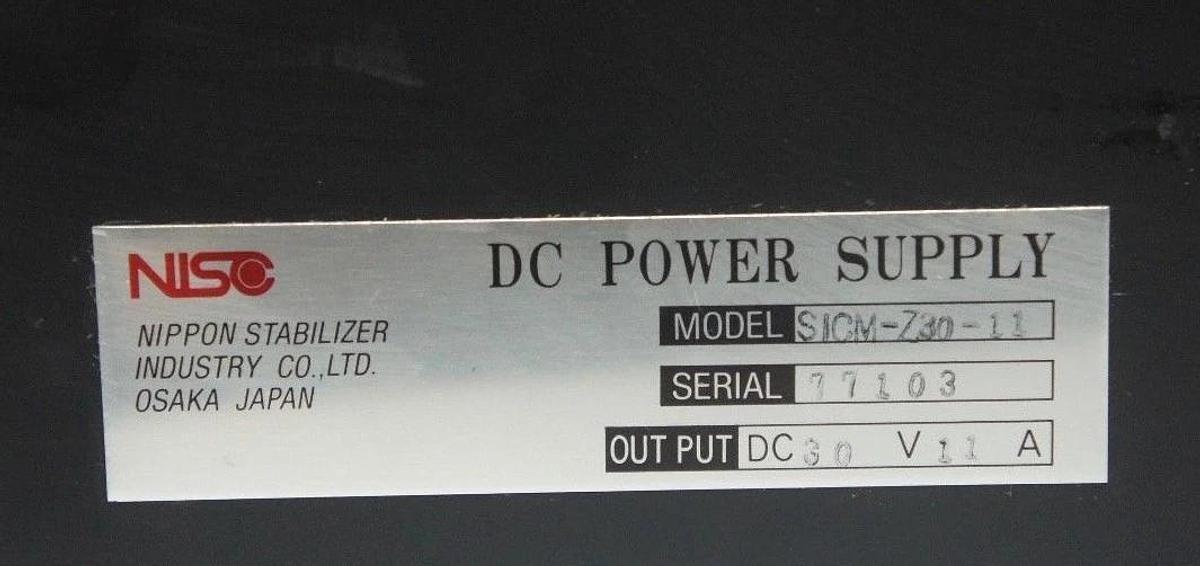 Used NISC NIPPON STABLILIZER SICM-Z30-11 DC POWER SUPPLY 30VDC, 11A, SICMZ3011