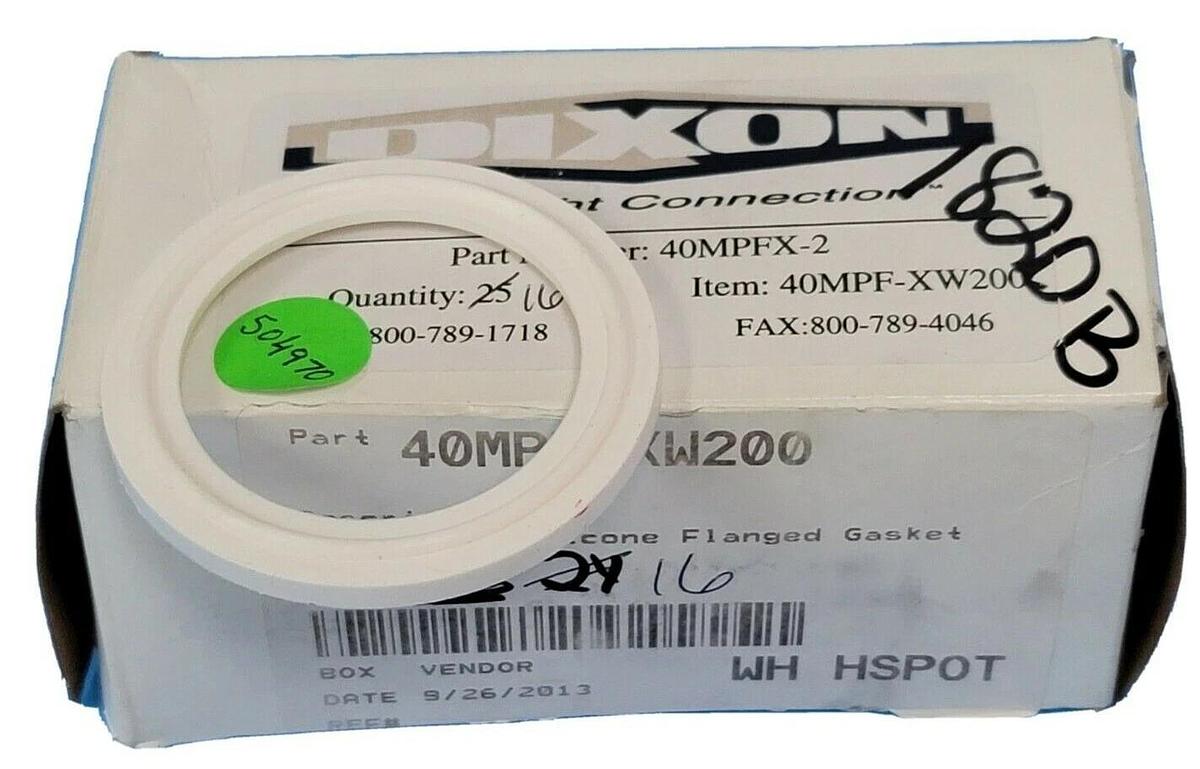 Used BOX OF 16 NEW DIXON 40MPF-XW200 2'' WHITE SILICONE FLANGED GASKETS