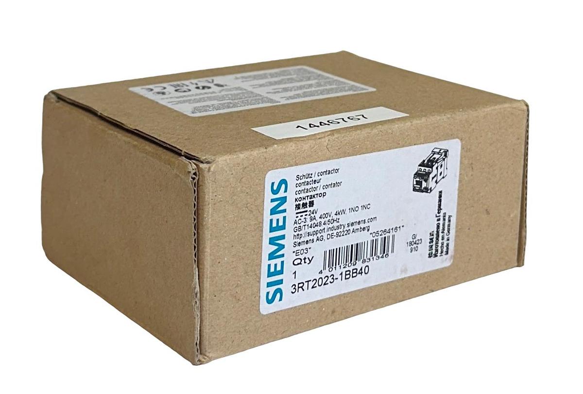 Used SIEMENS 3RT2023-1BB40 / 3RT20231BB40 SIRIUS CONTACTOR 24V 9A 4kW NSMP