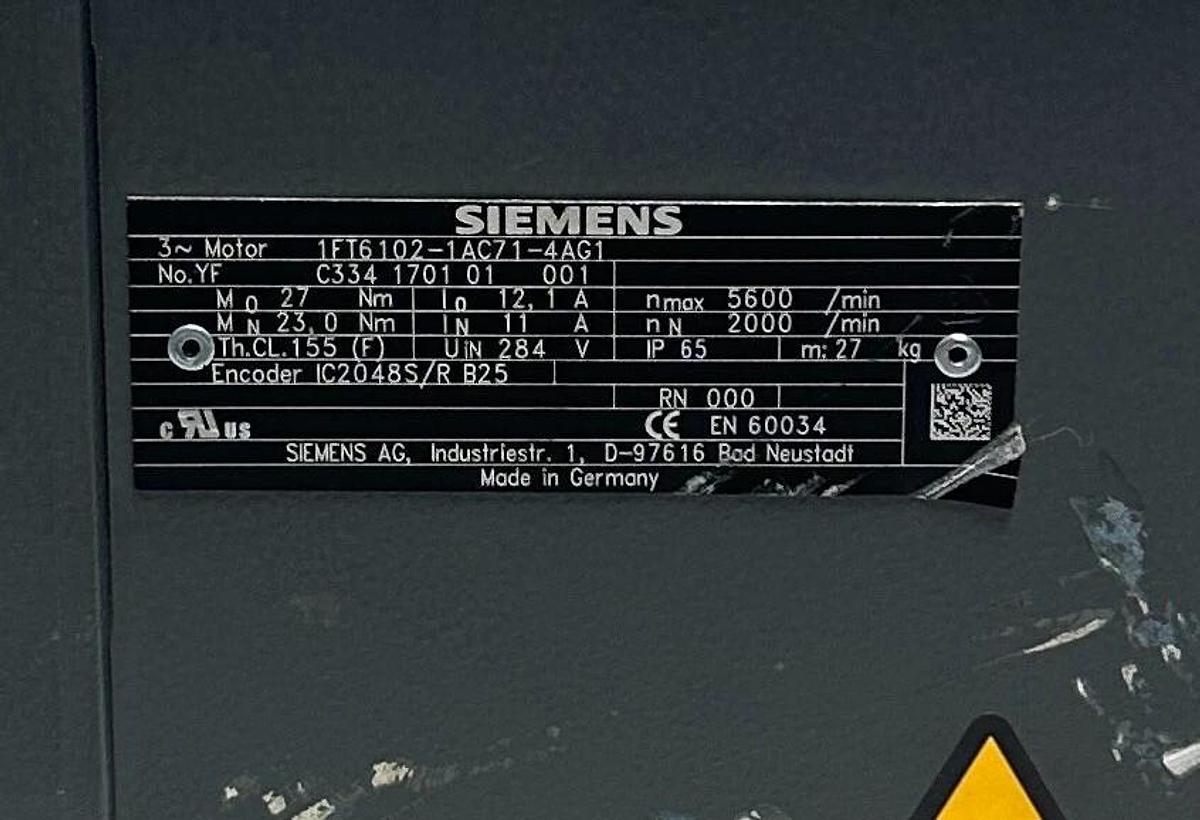 SIEMENS 1FT6102-1AC71-4AG1 / 1FT61021AC714AG1 SIMOTICS S SERVO MOTOR 284V NSNP