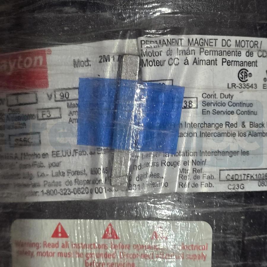 Dayton 2M170A | 2M170 DC Permanent Magnet Motor 1HP 1750RPM 90VDC 56C TEFC NSMP