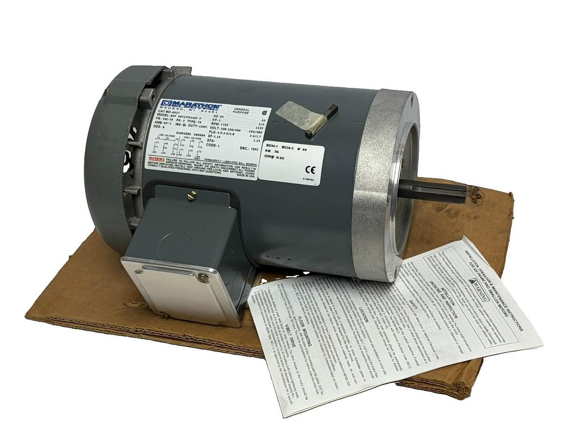 Used Marathon Electric G527 1HP 56C 3 Phase 1725 RPM TEFC General Purpose Motor