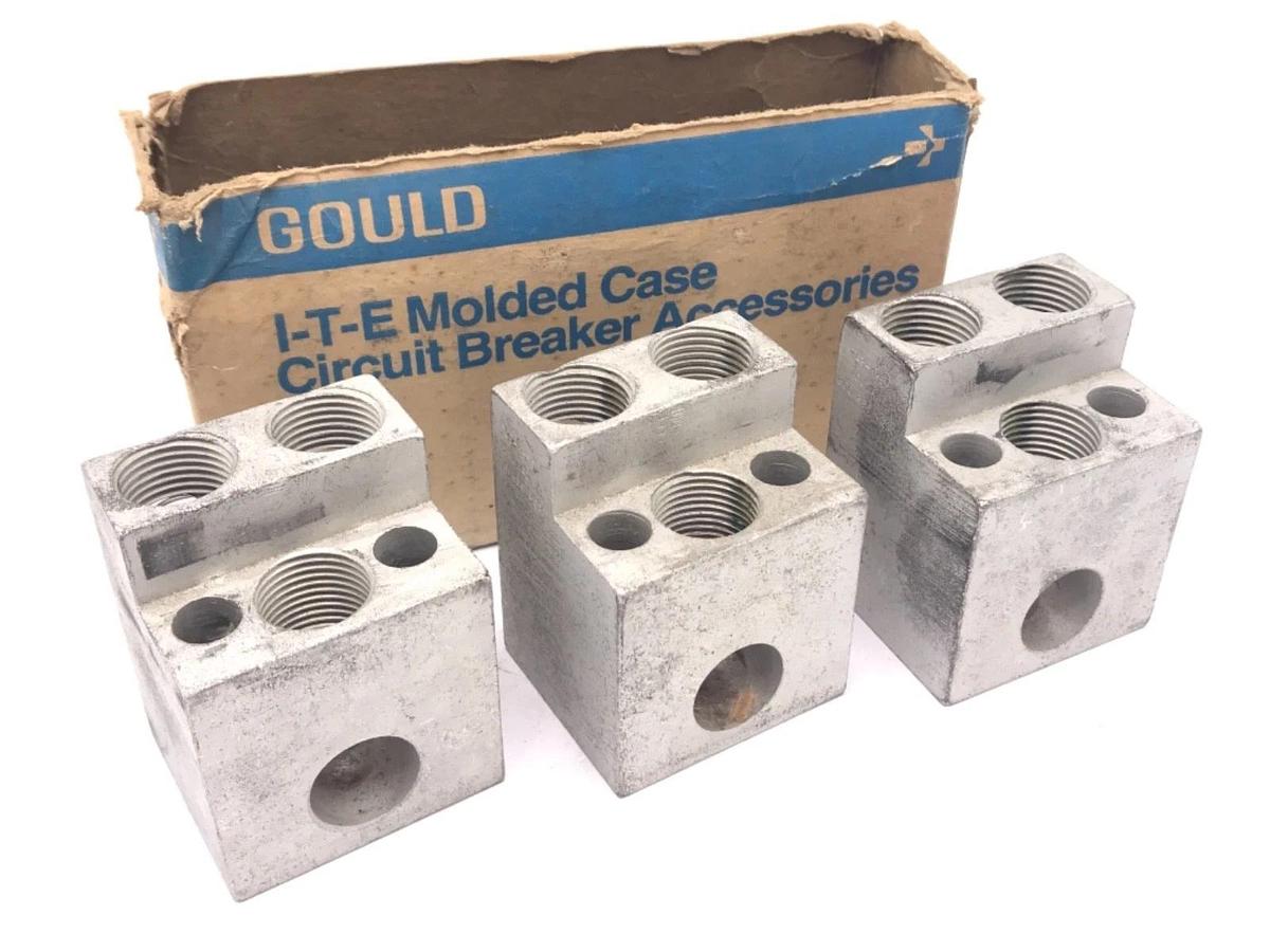 Used BOX OF 3 NEW GOULD TA3-K350 CIRCUIT BREAKER LUG TERMINAL BLOCKS TA3K350