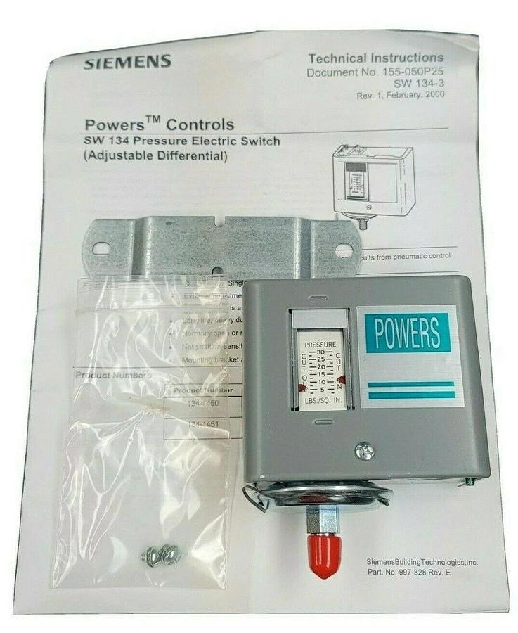 Used NIB SIEMENS 134-1450 PRESSURE ELECTRIC CONTROL 1341450 RANGE 3/30 PSIG 1/8'' NPT