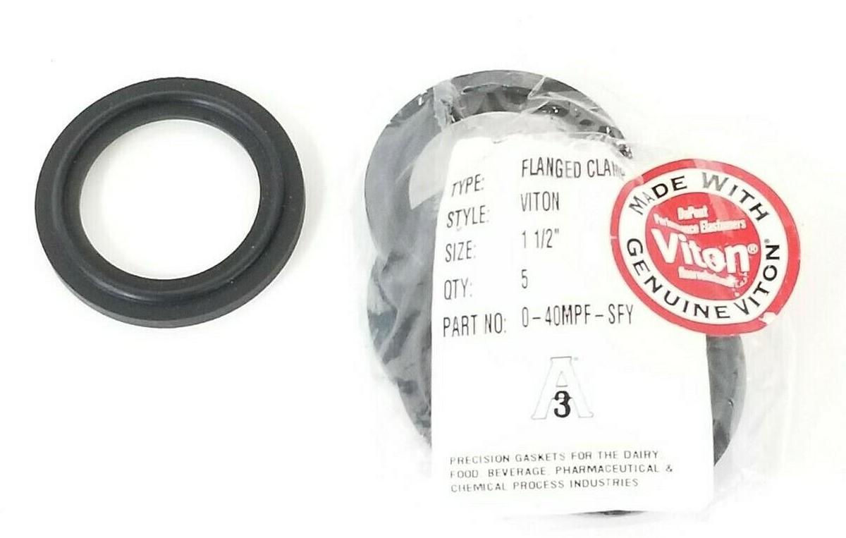 Used LOT OF 5 NEW PURESERVE SYSTEMS A3 0-40MPF-SFY FLANGED CLAMPS VITON 1-1/2''