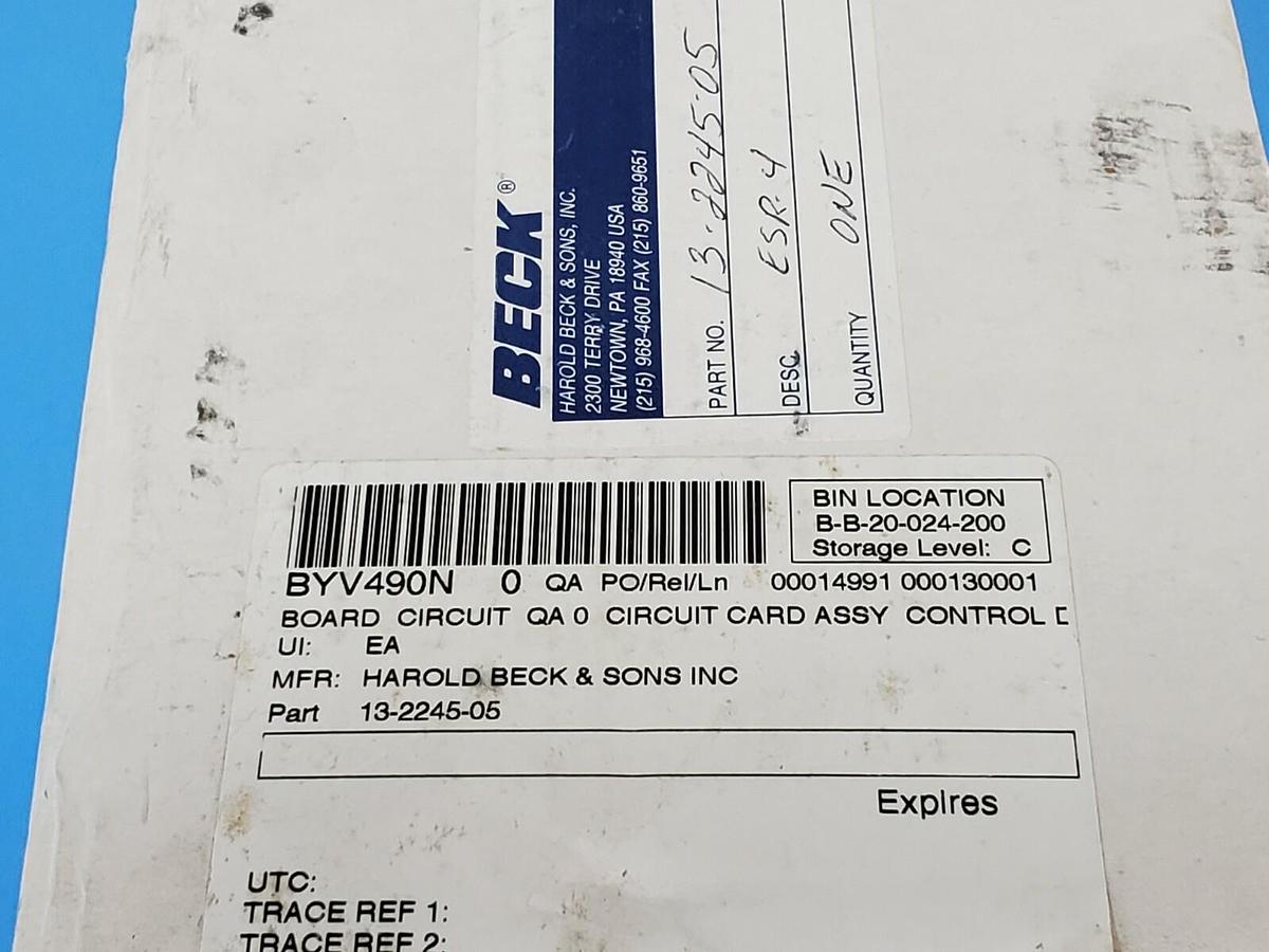 NEW BECK 13-2245-05 CONTROL BOARD ESR-4 13-1810-02 13224505