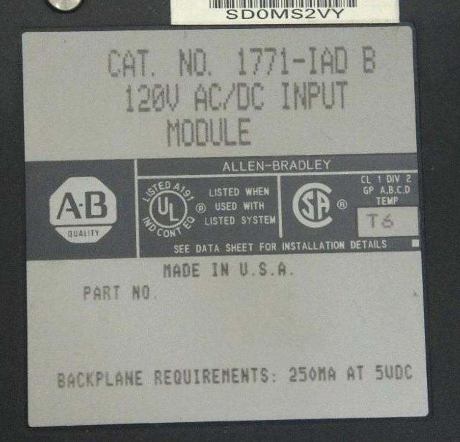 Used ALLEN BRADLEY 1771-IAD/B INPUT MODULE