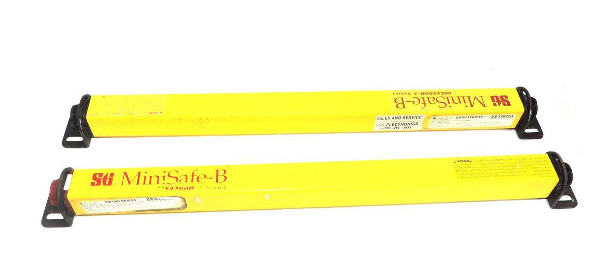 Used STI MS4316BX TRANSMITTER AND MS4316B-2 RECEIVER LIGHT CURTAINS