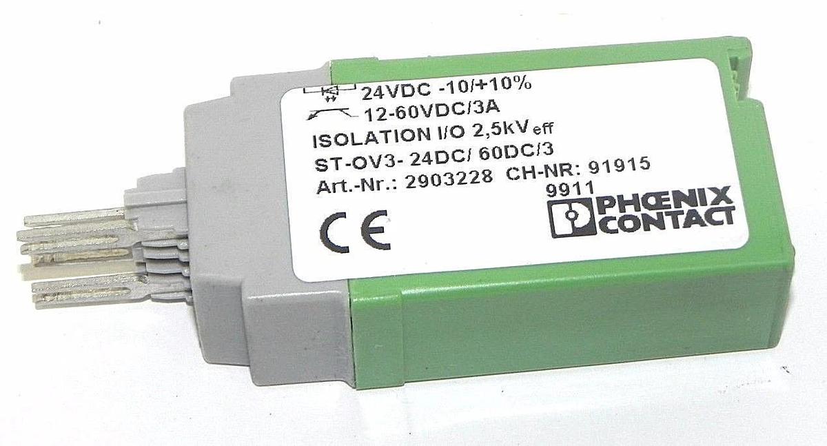Used PHOENIX CONTACT ST-OV3- 24DC/ 60DC/3 PLUGGABLE POWER OPTOCOUPLER 2903228