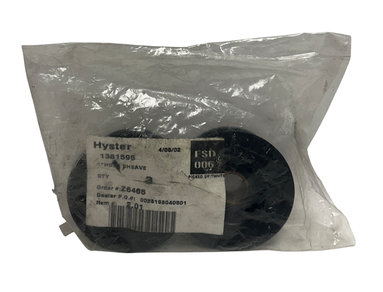 Used 2 HYSTER 1381595 / HY1381595 OEM HOSE SHEAVES FOR FORKLIFT NSNP