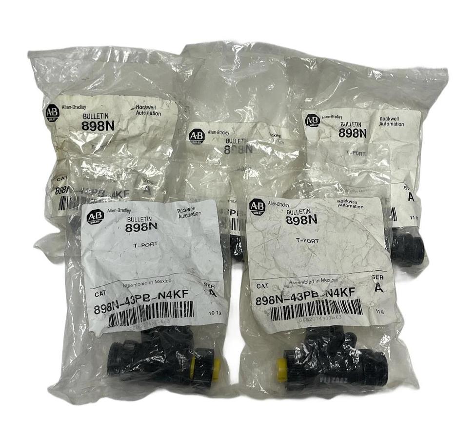 Used Lot of 5 Allen Bradley 898N-43PB-N4KF Ser. A T-Port Mini 4-Pin - New Sealed