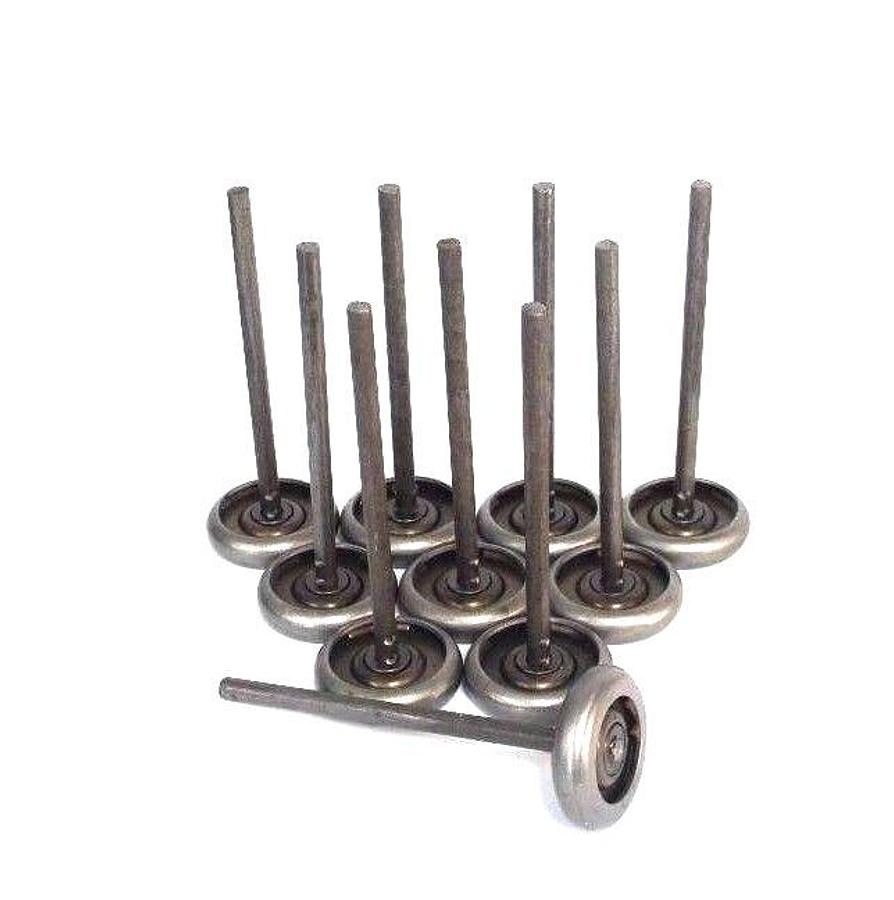 LOT OF 10 NEW GENERIC 3" ROLLER WHEELS, 8" SHAFT 33X19X18 CM