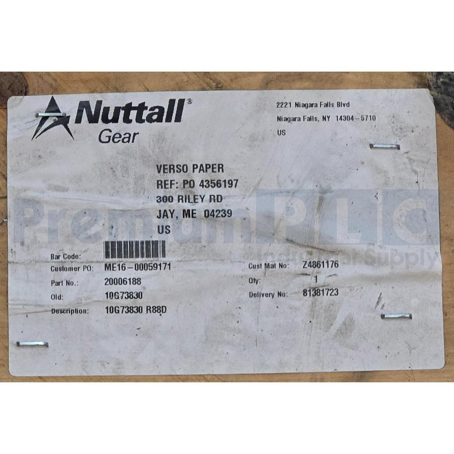 Used NUTTALL GEAR 20006188 10G73830 R88D TYPE R MODULINE IN-LINE SPEED REDUCER 30HP