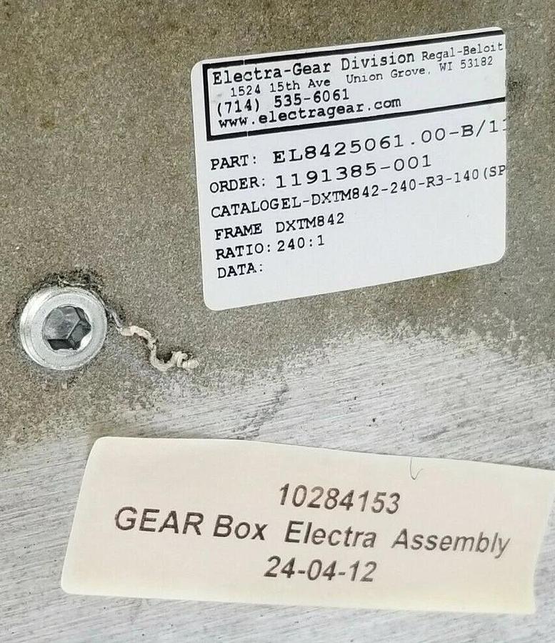 NEW ELECTRA-GEAR EL-DXTM842-240-R3-140 LEFT-HAND GEAR BOX RATIO: 240:1 EL8425061