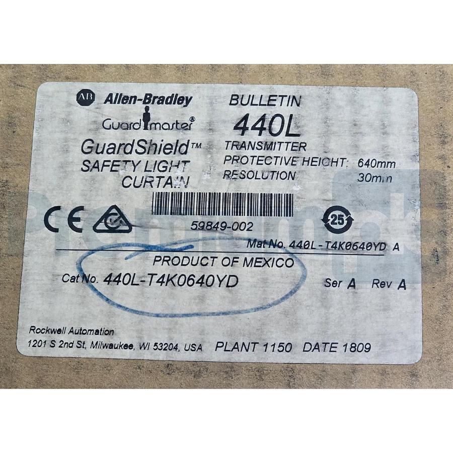 Allen-Bradley 440L-T4K0640YD /A GuardShield Light Curtain Transmitter 640mm NSMP