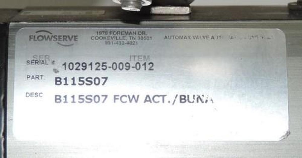 Used FLOWSERVE B115S07 ACTUATOR WITH AUTOMAX NXL2000 ULTRASWITCH WITH KEMA EX-99