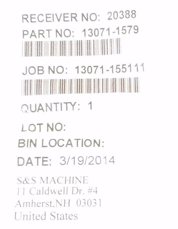 NEW S&S MACHINE 13071-1579 HARDWARE 130711579
