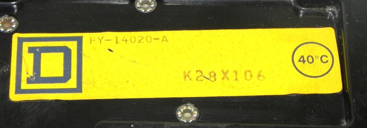 Used SQUARE D FY-14020-A MOLDED CASE CIRCUIT BREAKER FY14020A