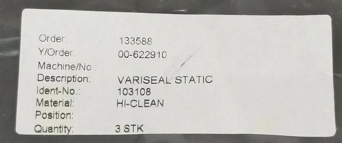 LOT OF 2 NEW GENERIC 103108 VARISEALS STATIC HI-CLEAN