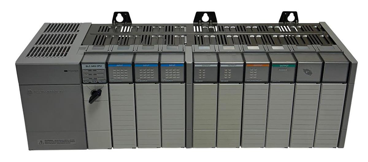 Used COMPLETE ALLEN BRADLEY SLC 500 5/03 PROGRAMMABLE CONTROLLER 10-SLOT CHASSIS USNP