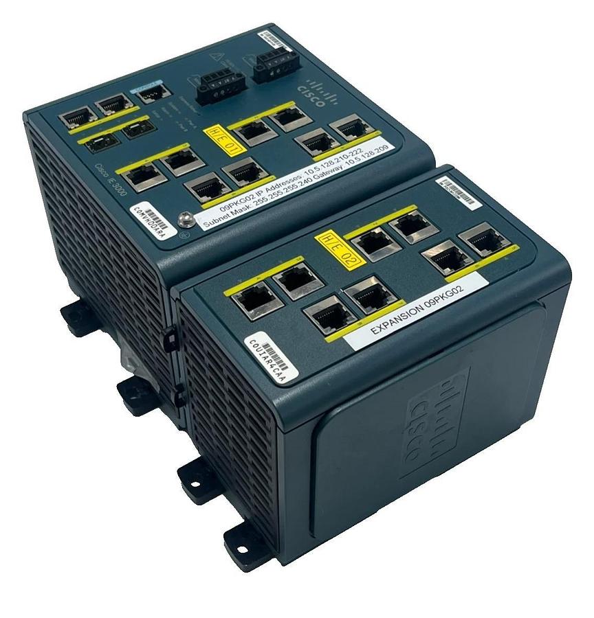 Used Cisco IE-3000-8TC Industrial Ethernet Switch w/ IEM-3000-8TM= 8-Port Expansion