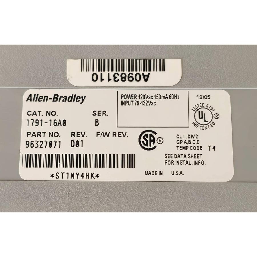 Used ALLEN BRADLEY 1791-16A0 /B 16-INPUT AC BLOCK I/O MODULE 120VAC 179116A0 REMAN