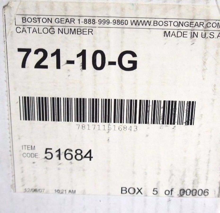 Used NIB BOSTON GEAR 721-10-G WORM GEAR SPEED REDUCER 51684 71010G