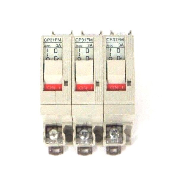 Used LOT OF 3 FUJI CP31FM/3 CIRCUIT PROTECTORS CP31FM 3 AMP BREAKER