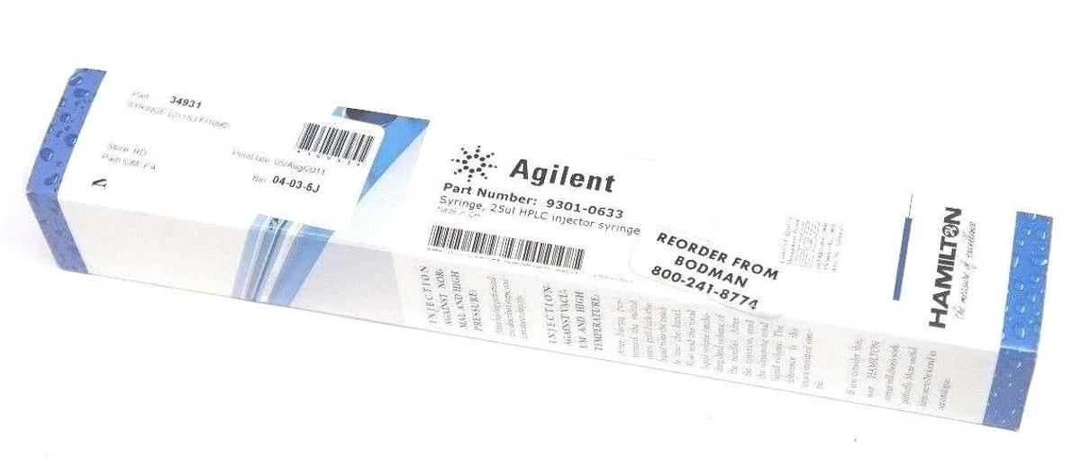 Used NIB HAMILTON AGILENT 9301-0633 SYRINGE 25UL HPLC INJECTOR 202315/00