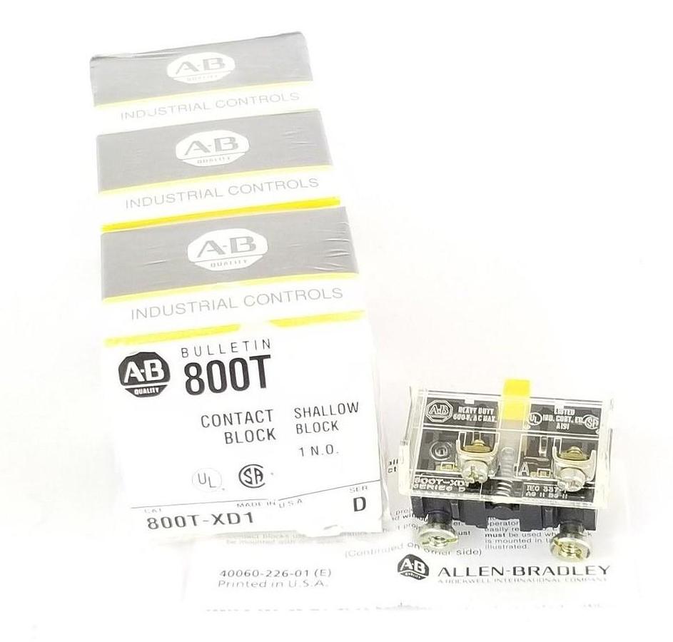 Used LOT OF 3 NIB ALLEN BRADLEY 800T-XD1 CONTACT BLOCKS 800TXD1, SER. D