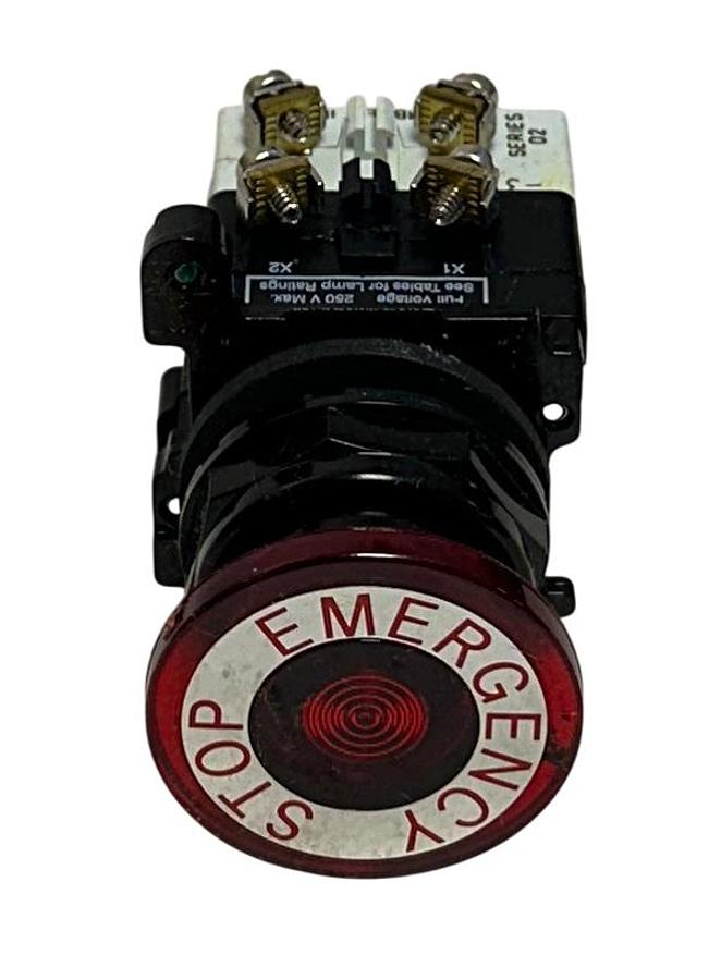 Used EATON E34GDB97LED24-1X CORROSION RESISTANT PUSH/PULL RED E-STOP SERIES A2 NSMP