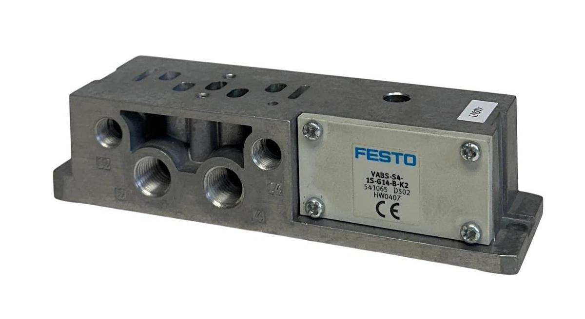 Used FESTO VABS-S4-1S-G14-B-K2 / 541065 VABS SERIES SUB-BASE MANIFOLD USNP