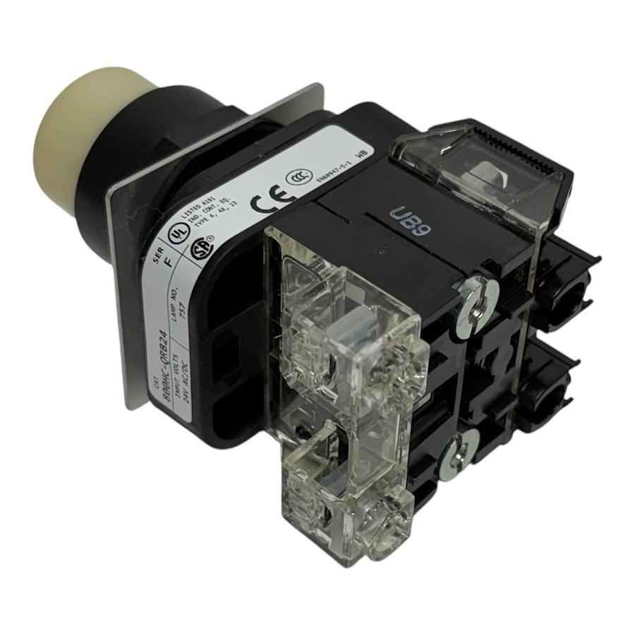 Used Allen Bradley 800HC-QRB24 White Illuminated Reset Push Button Switch 24V